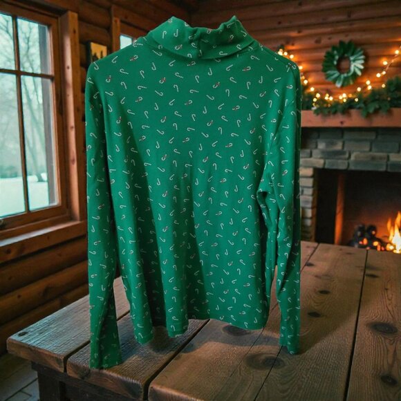 Vintage Faded Glory Green Turtleneck with Candy Canes Plus Size 20 - Picture 2 of 3